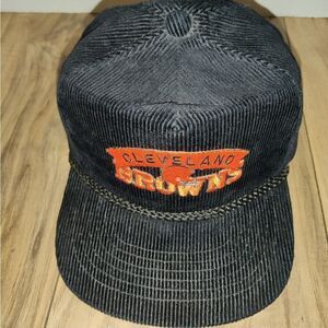 Vintage Cleveland Browns Black Corduroy Hat Zipper Back by AmaPro